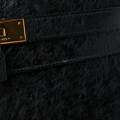 Hermes Ostrich Kelly Sellier 32 Black 17 of 24