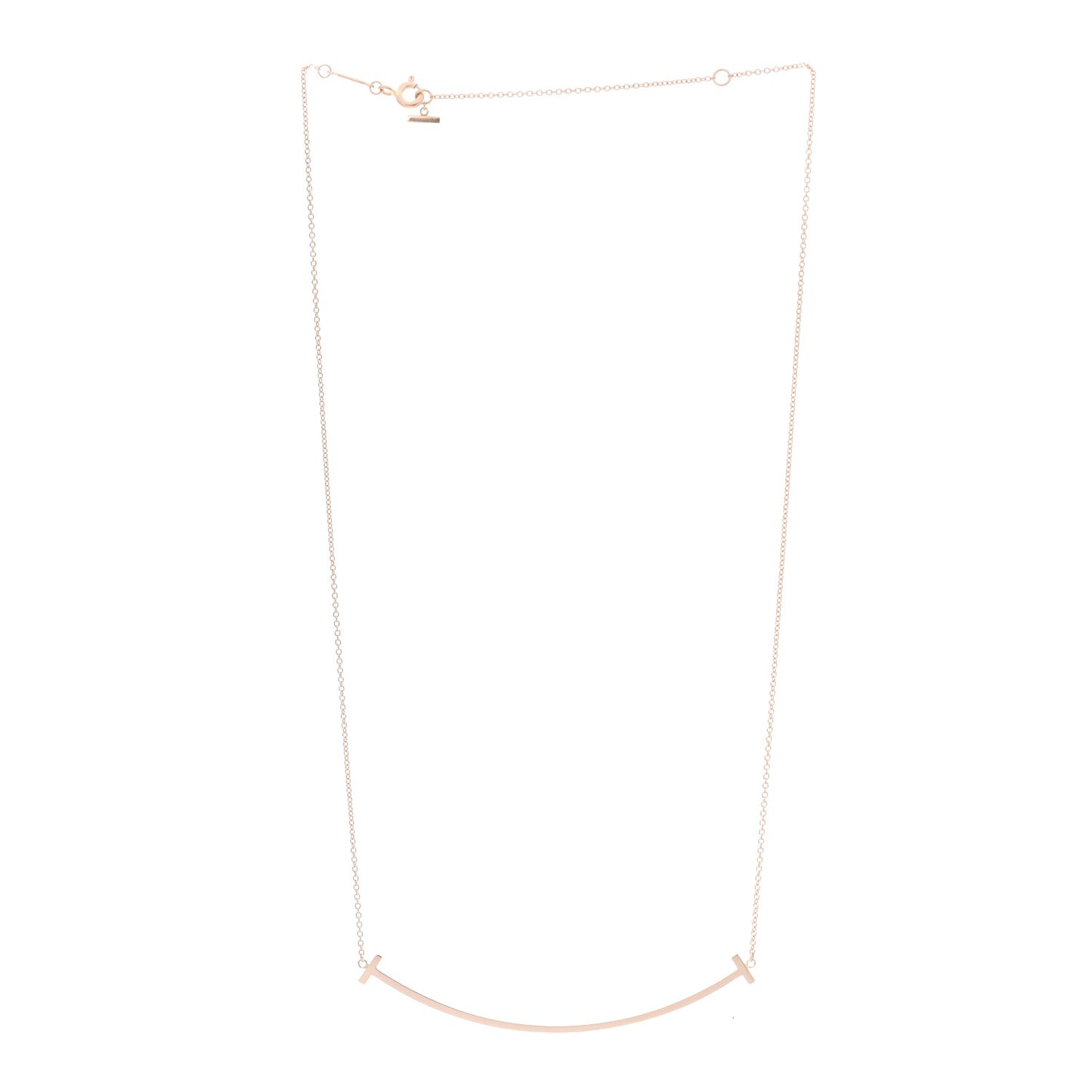 18K Rose Gold Large T Smile Pendant Necklace