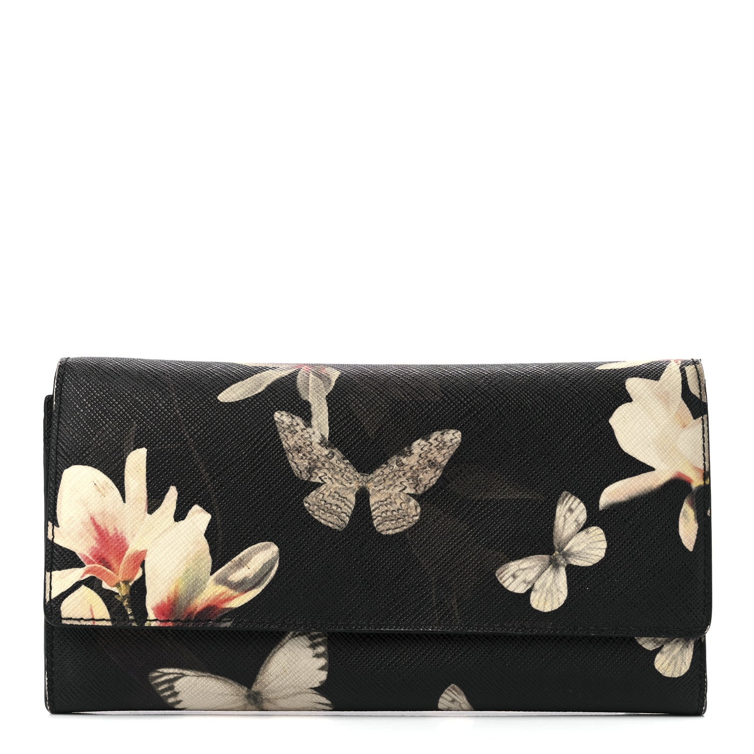 Givenchy Textured Coated Canvas Magnolia and Moth Flap Wallet Black 1 of 13