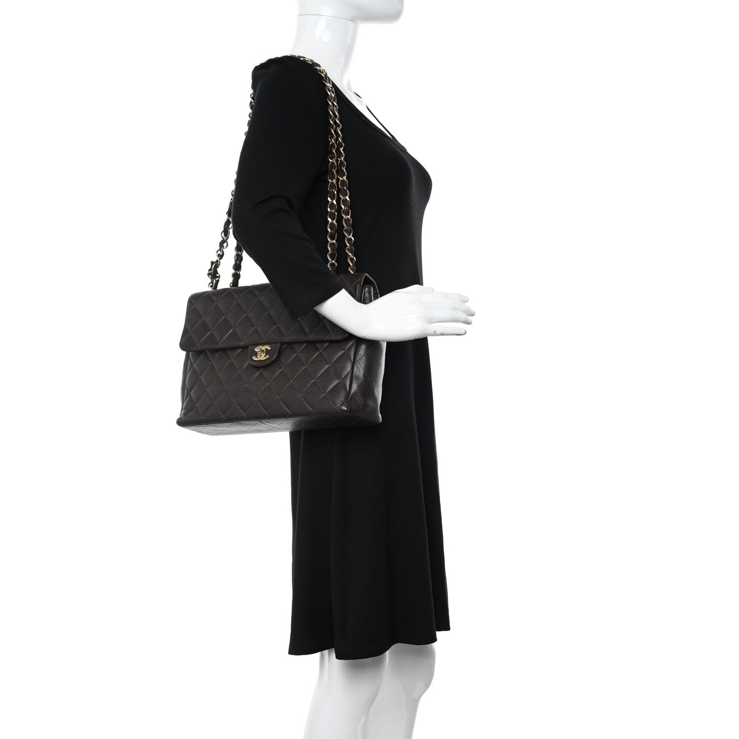 Chanel Caviar Quilted Jumbo Single Flap Brown 2 of 13