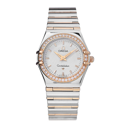 Omega Stainless Steel 18K Yellow Gold Diamond Bezel 25mm Constellation Quartz Watch White 1277.30.00 1 of 7