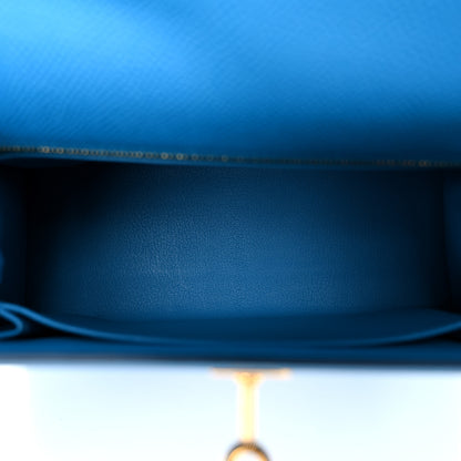 Hermes Epsom Kelly Sellier 25 Bleu Frida 5 of 10