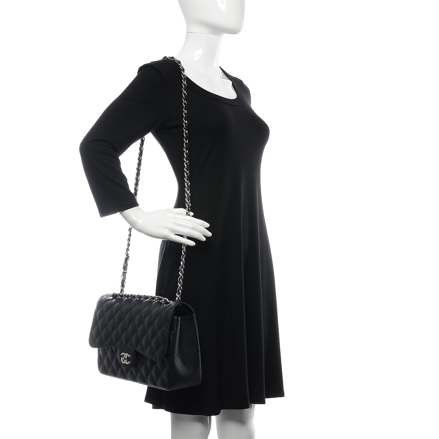 Chanel Caviar Quilted Jumbo Double Flap Black 2 of 9