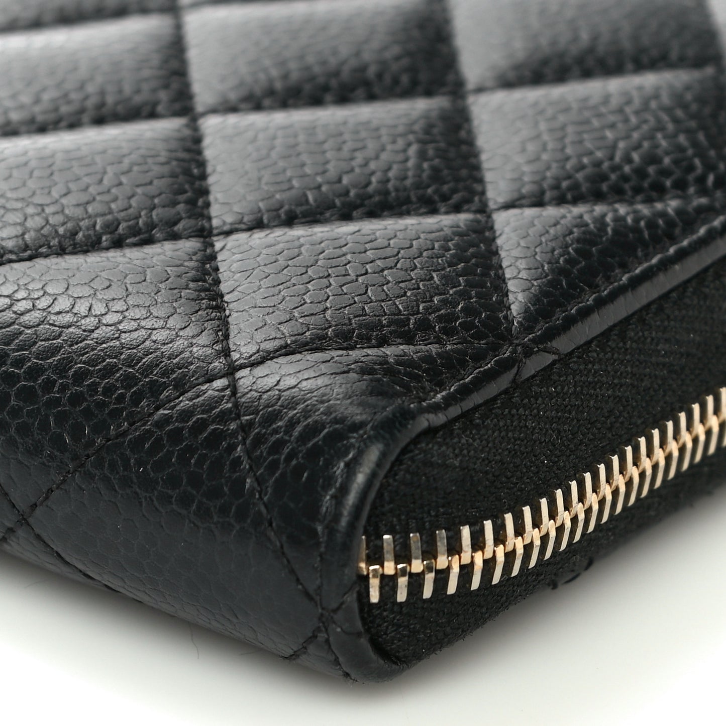 Caviar Quilted Large Gusset Zip Around Wallet Black