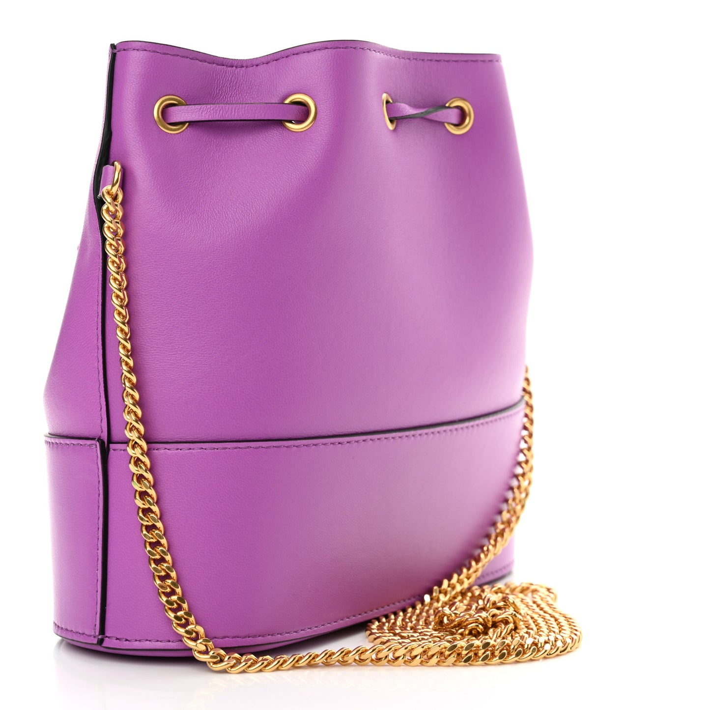 Nappa Mini VLogo Signature Chain Bucket Bag Vivid Violet