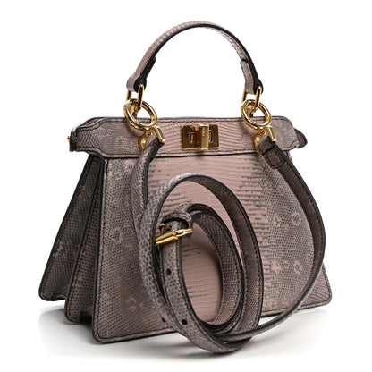 Fendi Lizard Togo Lucido Petite Peekaboo I SEE U Satchel Soft Berry 2 of 9