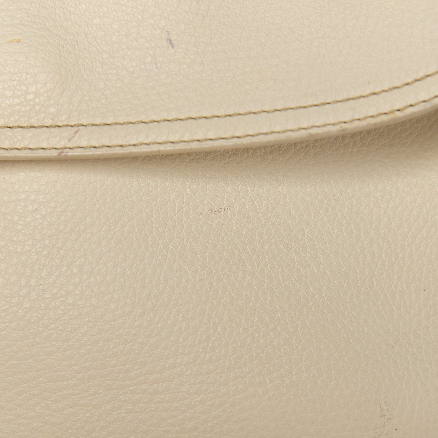 Vitello Daino Metal Bar Top Handle Shoulder Bag White