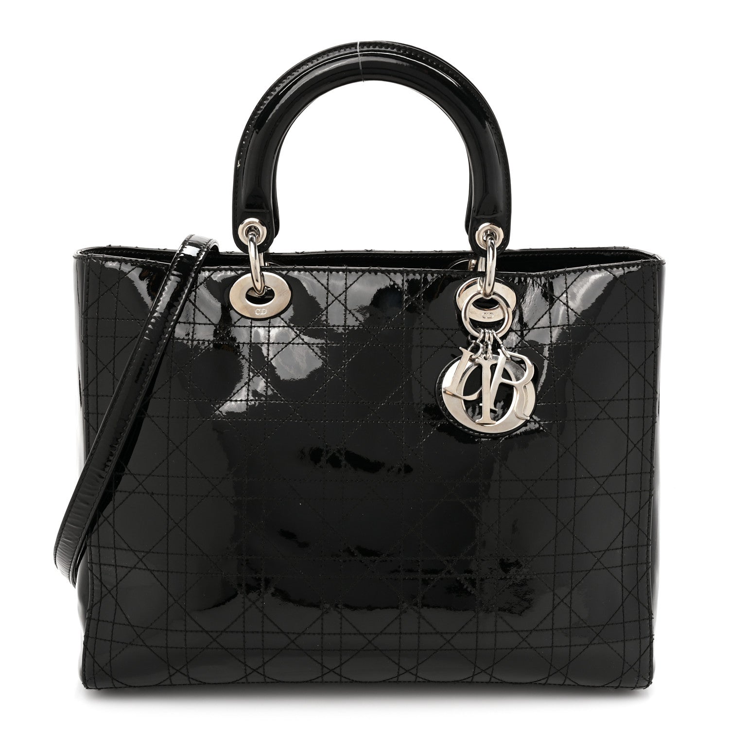 Christian Dior Patent Cannage Stitched Large Lady Dior Black 1 of 14