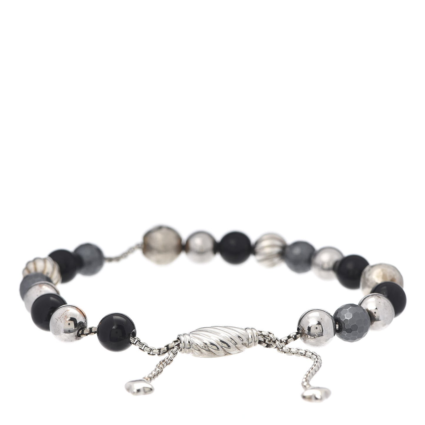 Sterling Silver Black Onyx Hematine 8mm Elements Bead Bracelet