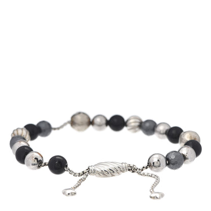 David Yurman Sterling Silver Black Onyx Hematine 8mm Elements Bead Bracelet 3 of 4