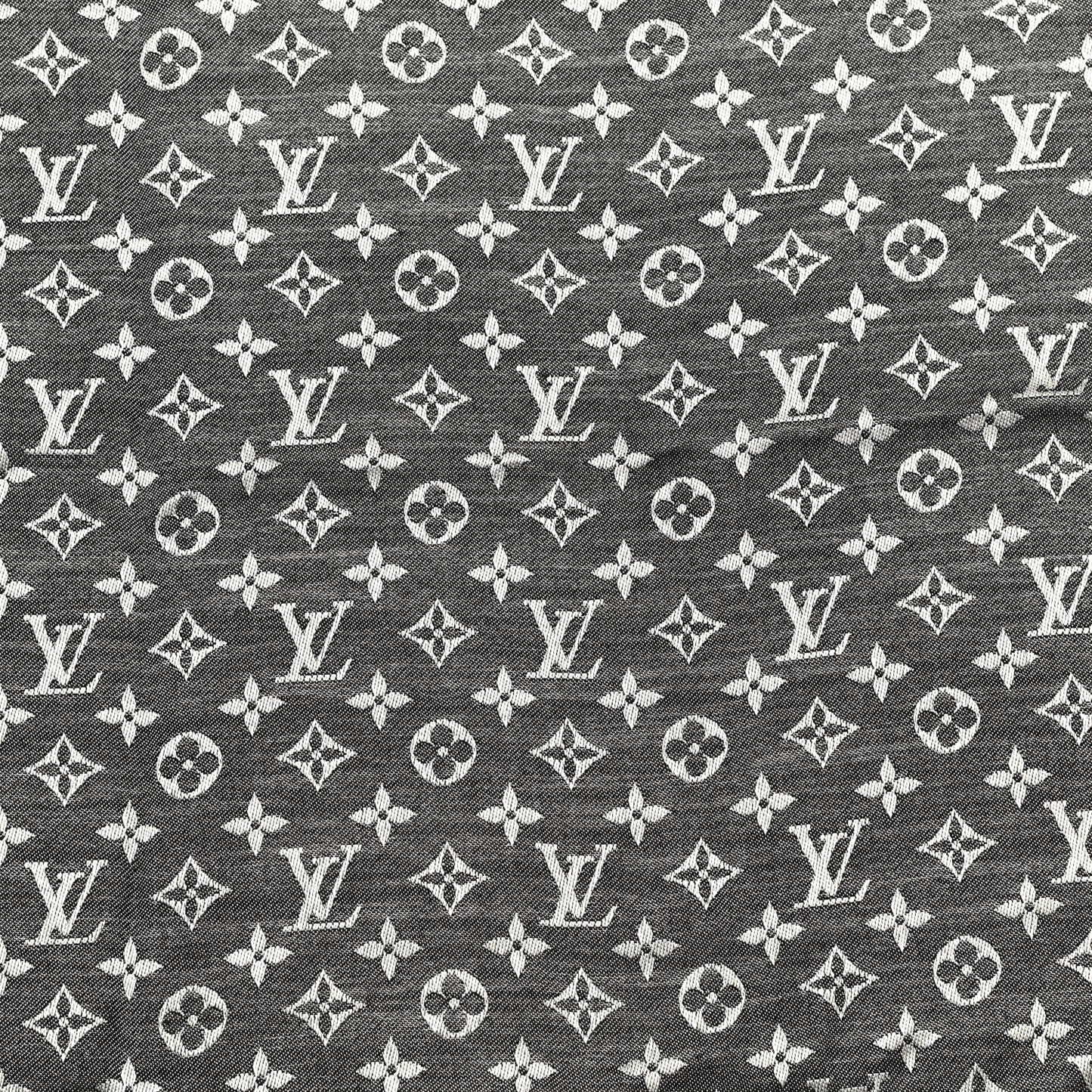 Silk Wool Monogram Denim Shawl Black