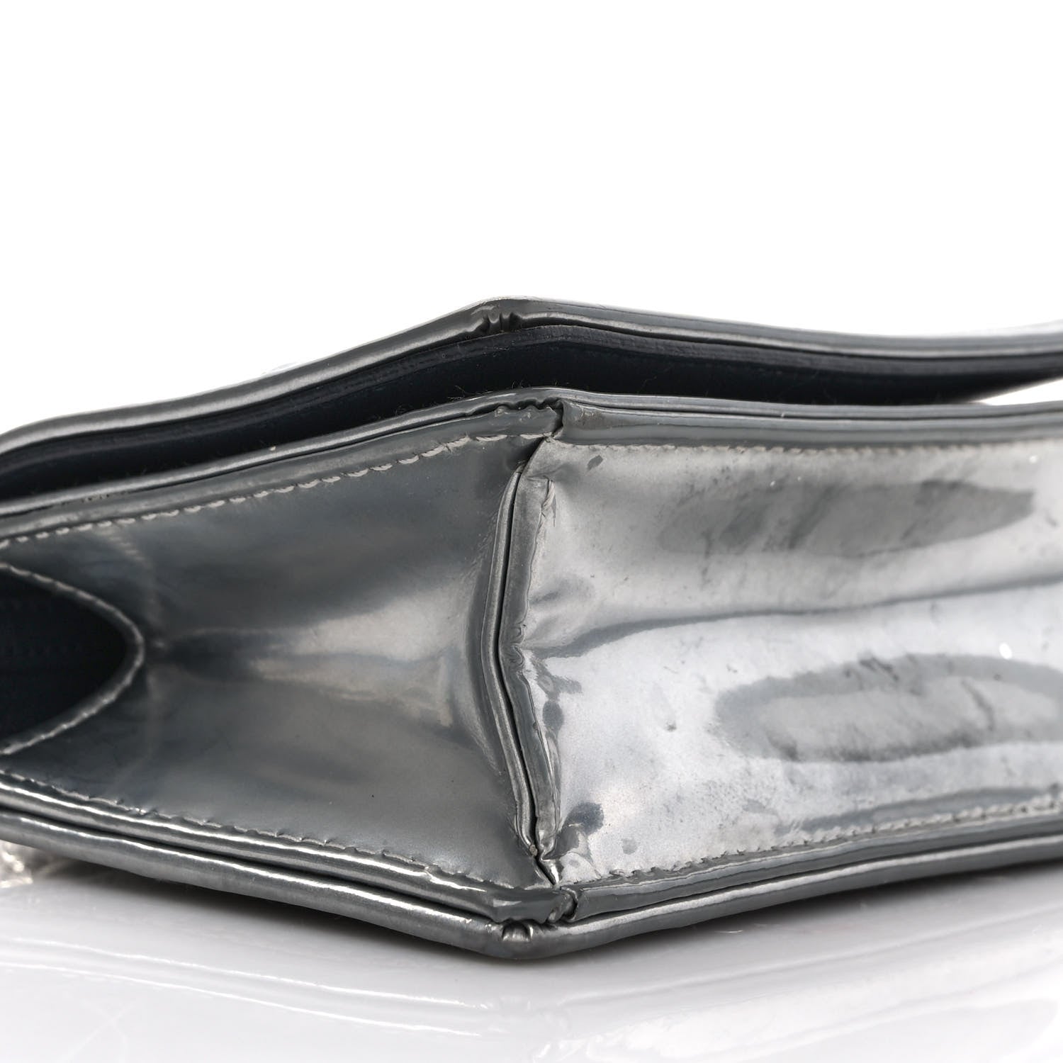 Christian Dior Metallic Patent Micro-Cannage Baby Diorama Flap Bag Silver 7 of 11