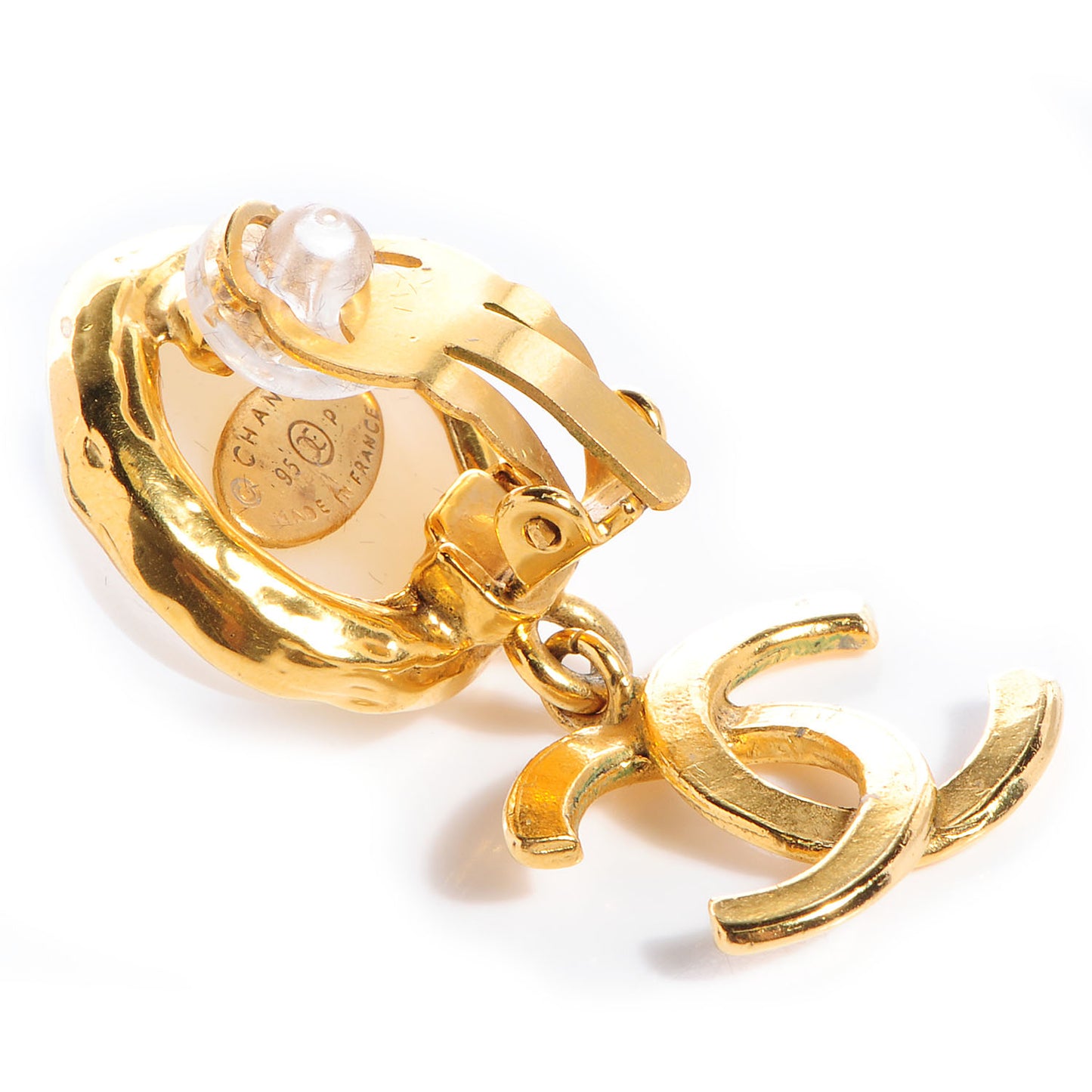 Pearl Dangle CC Clip On Earrings Gold