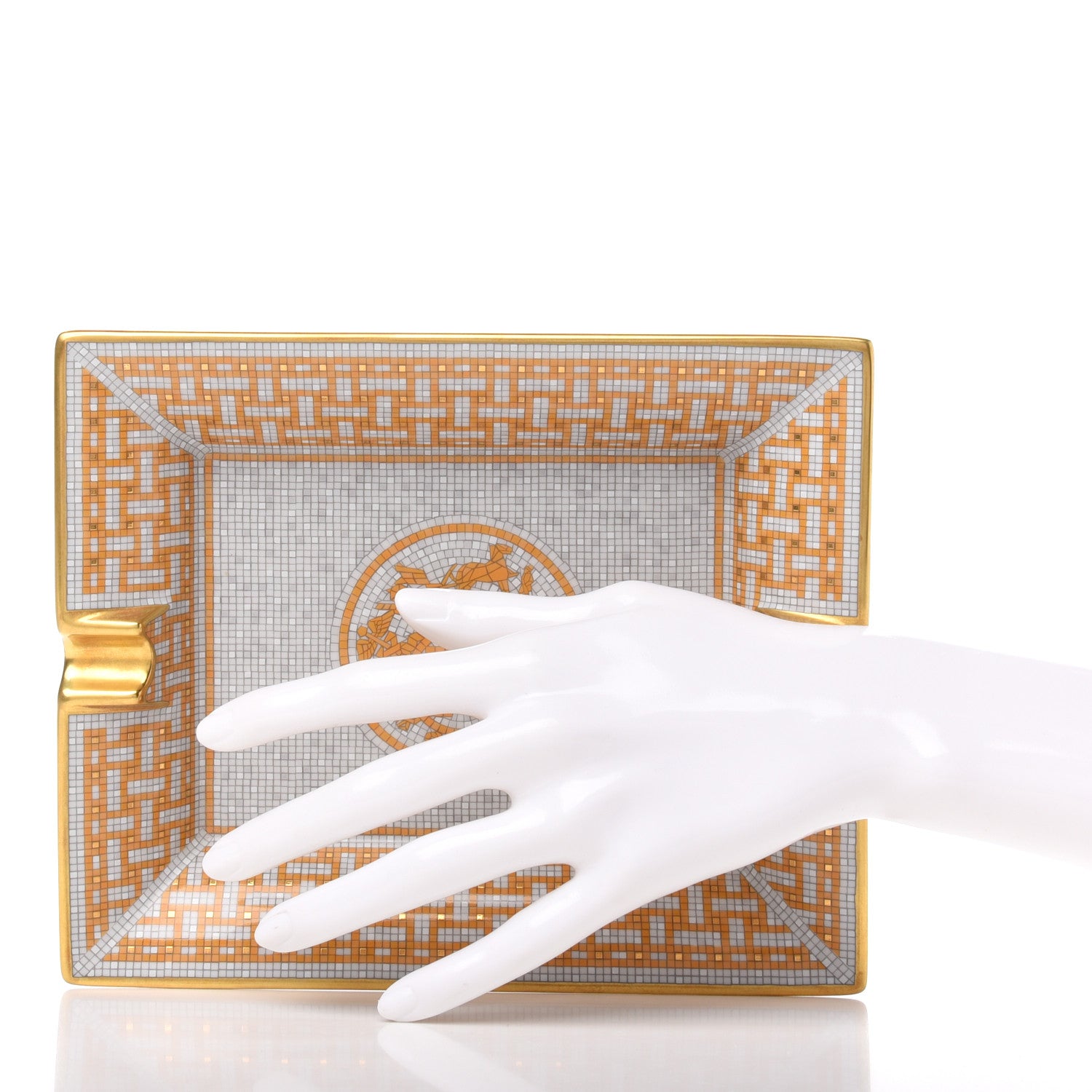 Hermes Porcelain Mosaique Au 24 Gold Ashtray 2 of 7