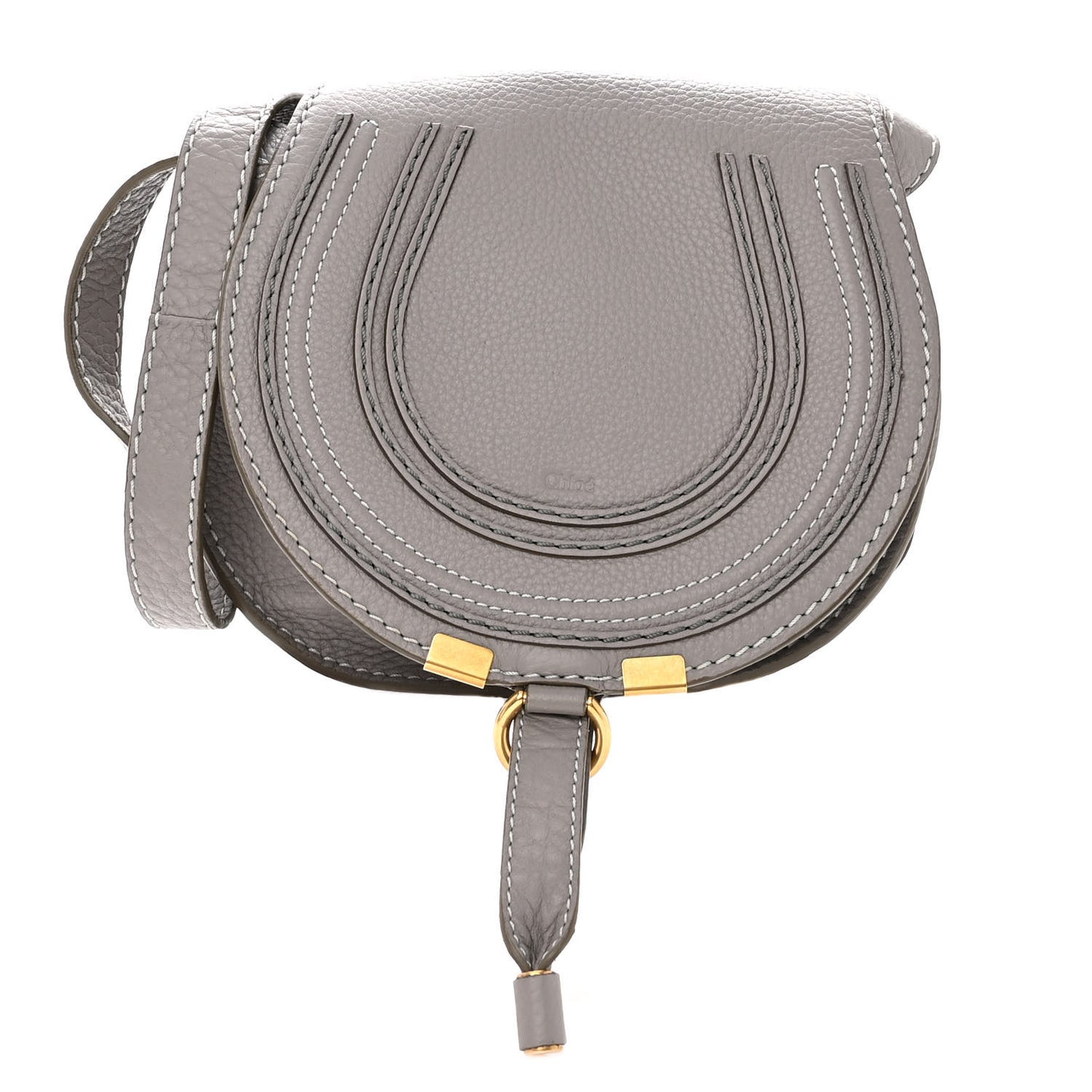Calfskin Mini Marcie Round Crossbody Bag Cashmere Grey