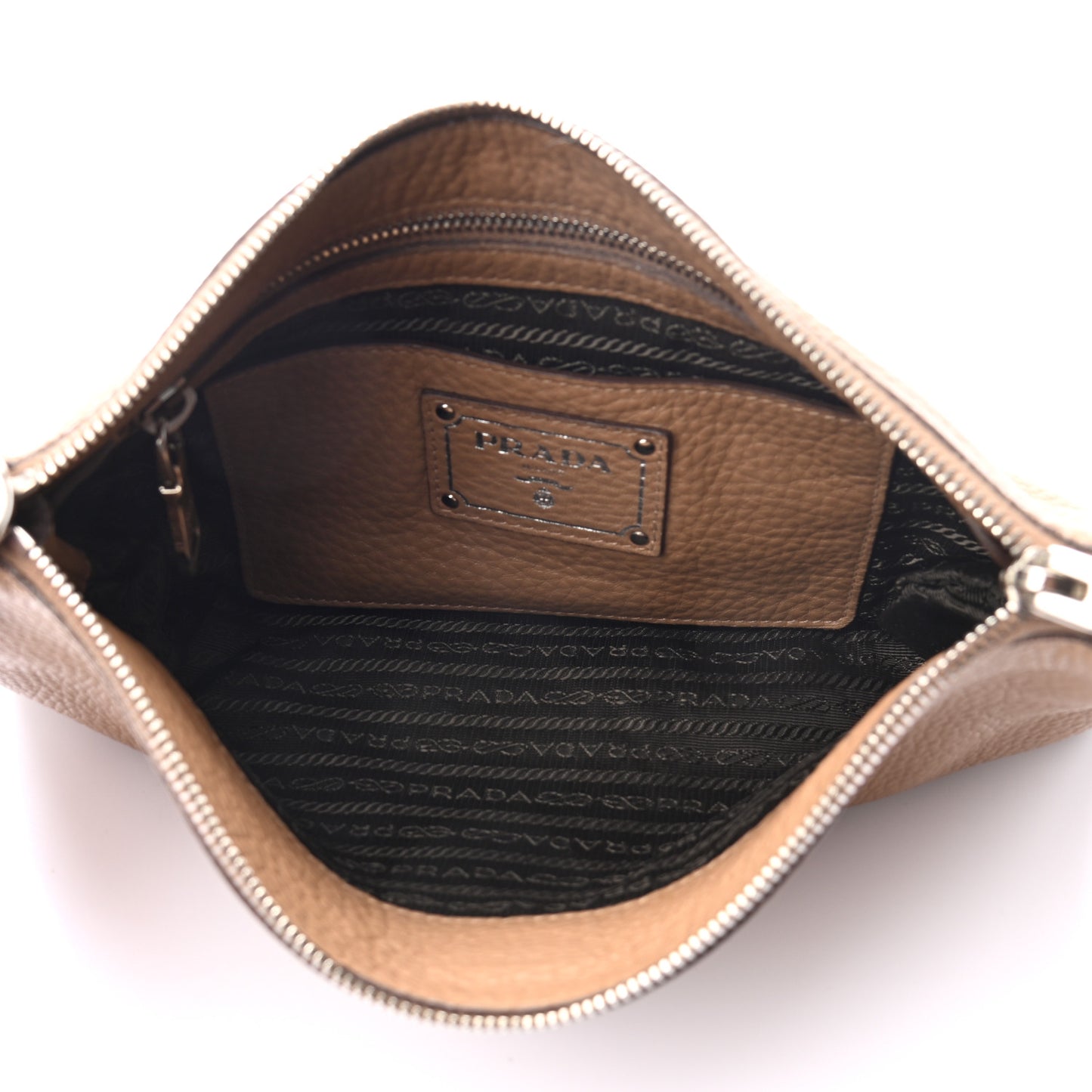 Vitello Daino Zippered Crossbody Bag Sesamo