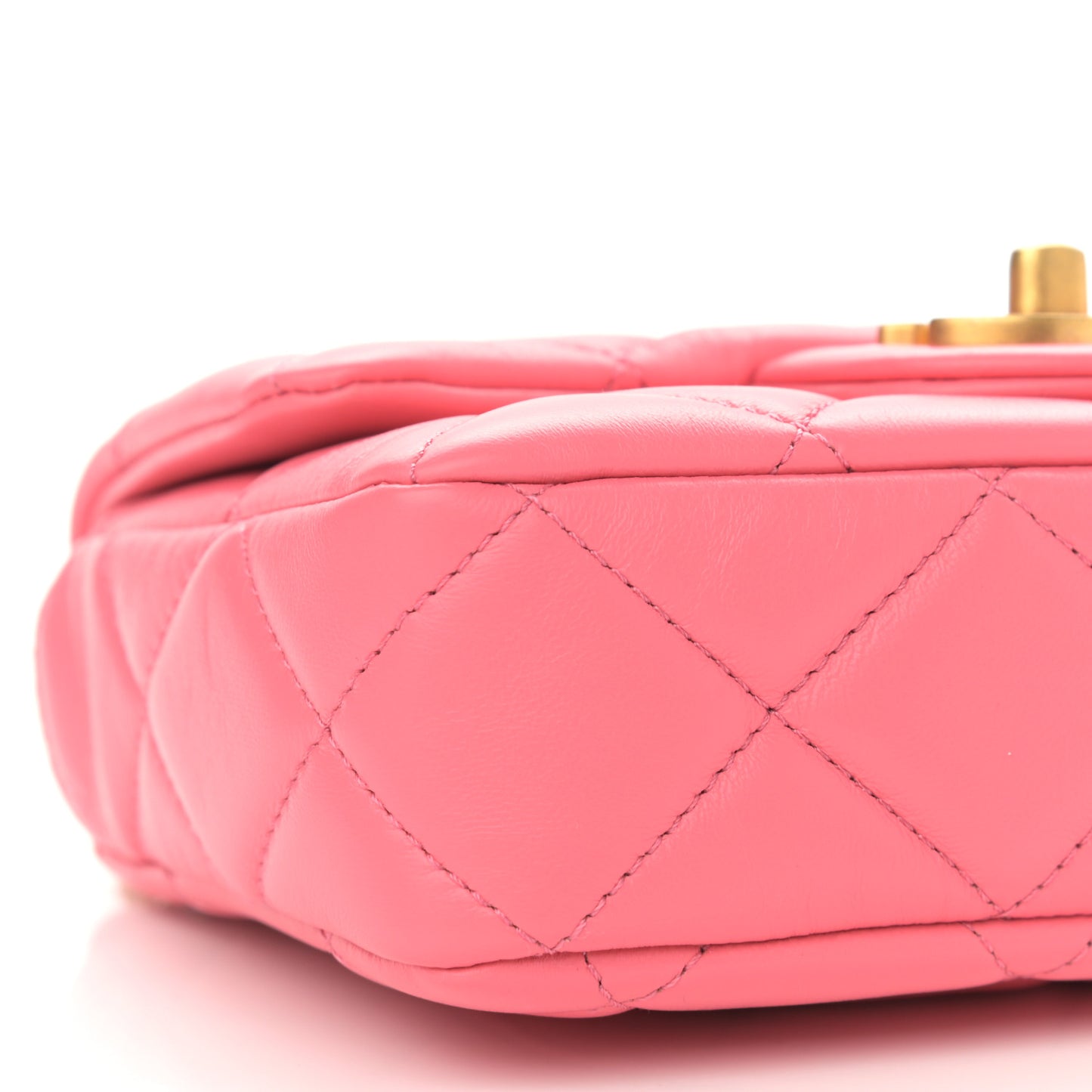Lambskin Enamel Quilted Pending CC Mini Square Flap Pink