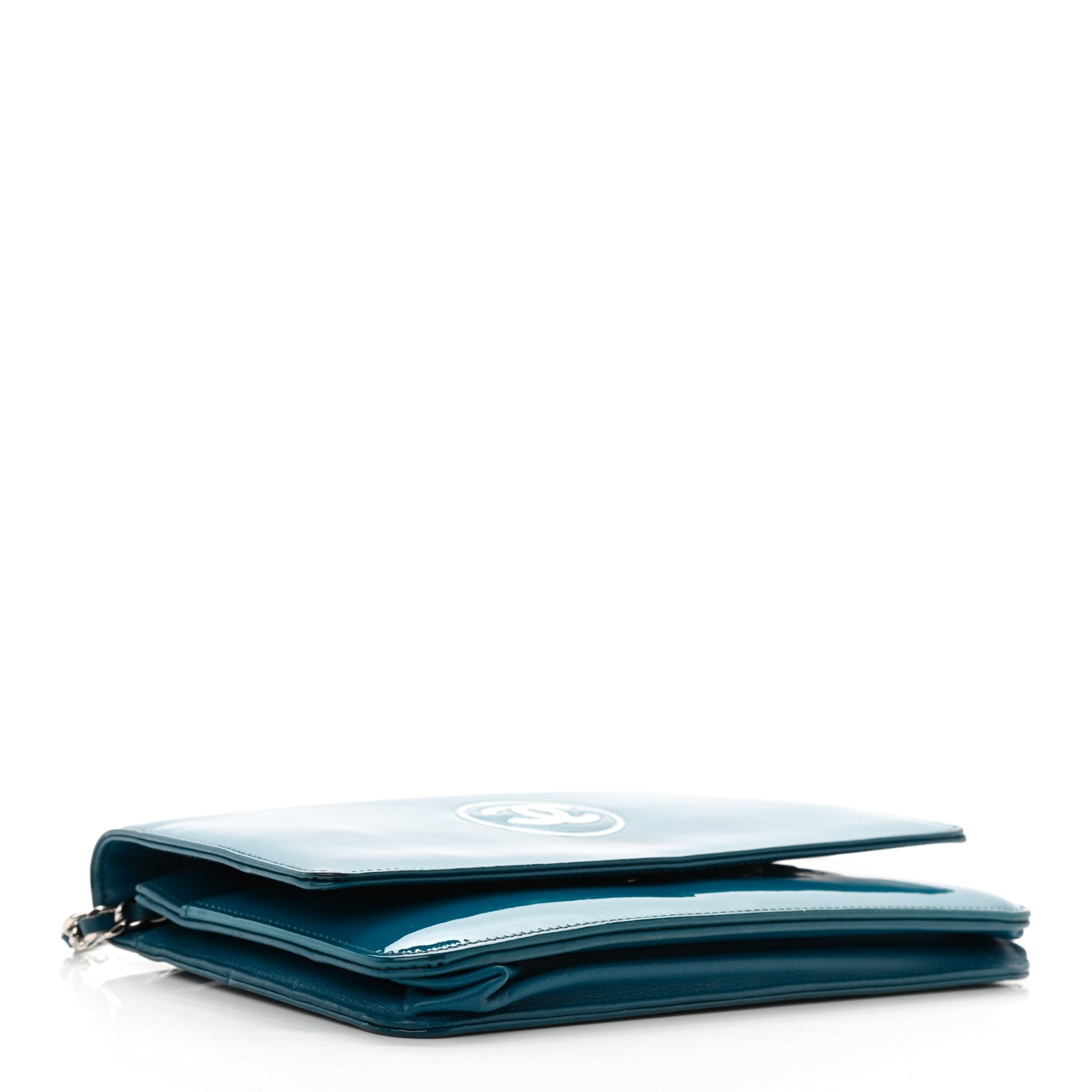 Chanel Patent CC Logo Wallet On Chain WOC Blue 3 of 11