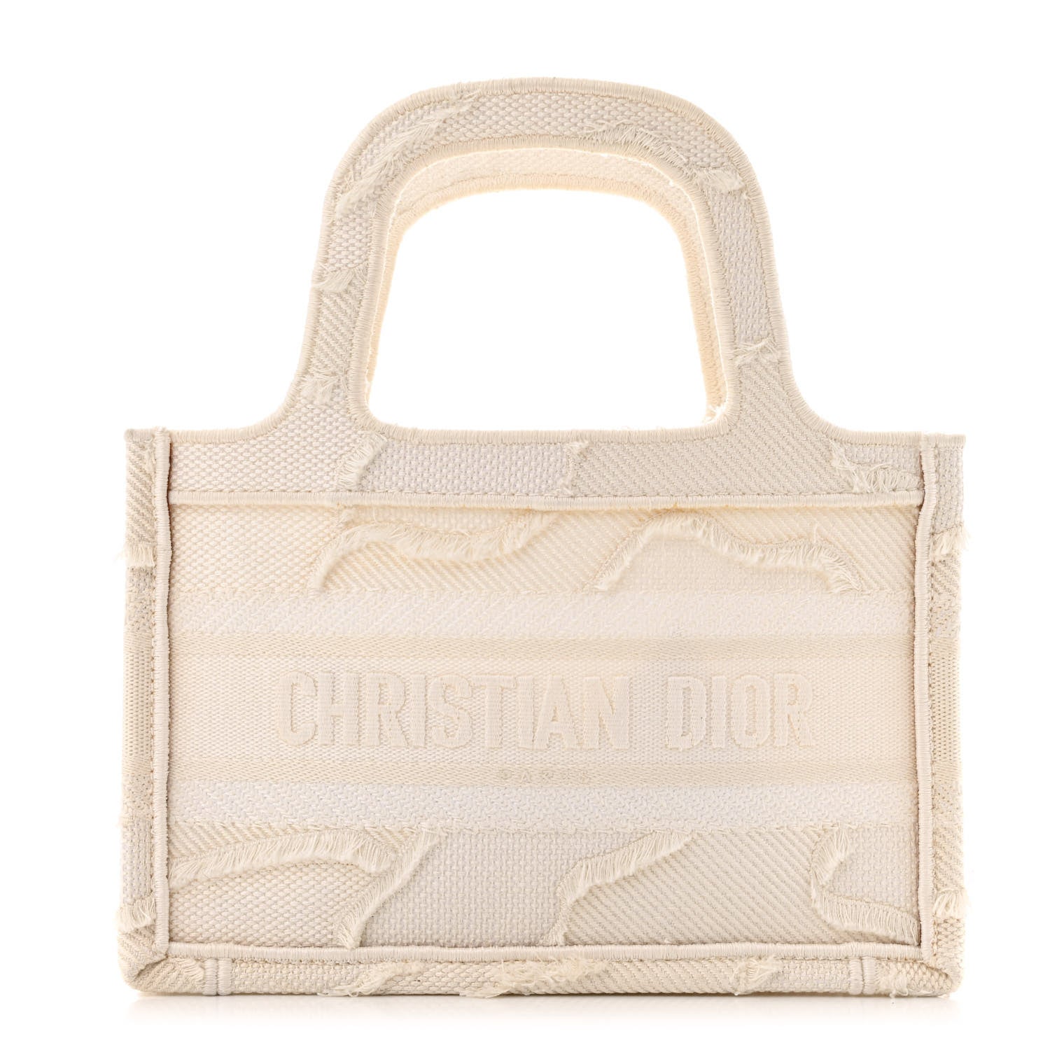 Christian Dior Canvas Embroidered Camouflage Mini Book Tote White 1 of 10