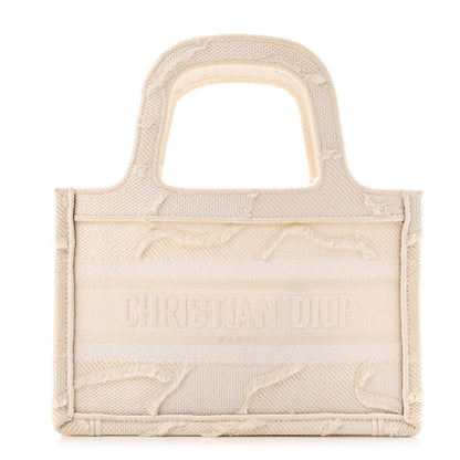 Christian Dior Canvas Embroidered Camouflage Mini Book Tote White 1 of 10