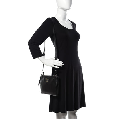 Prada Vitello Phenix Double Zip Crossbody Bag Black 2 of 18