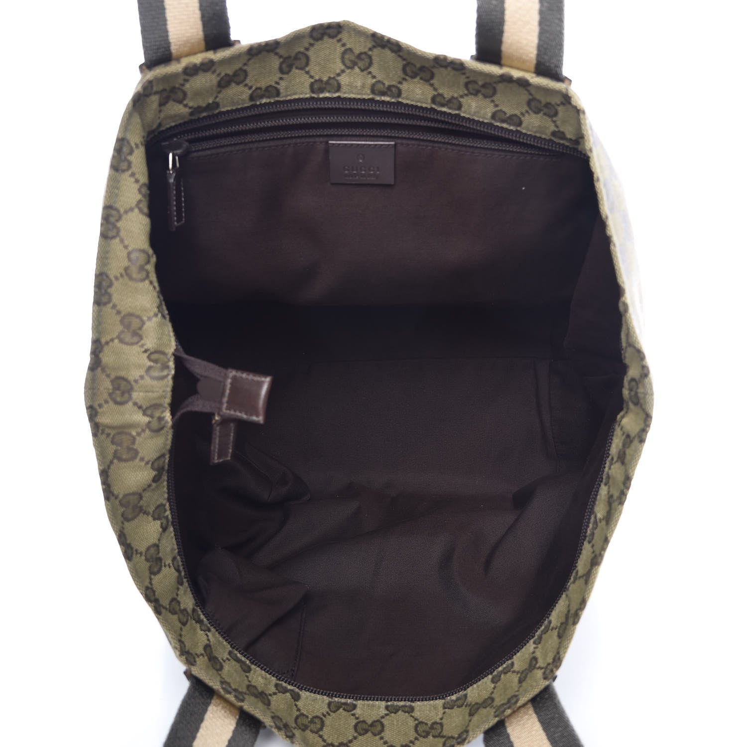 Gucci GG Monogram Large Web Handle Bucket Tote Brown 5 of 12