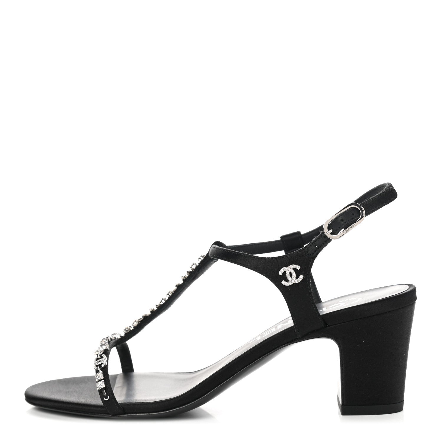 Chanel Satin Crystal CC Star Sandals 36 Black 1 of 8