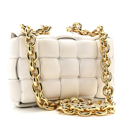 Bottega Veneta Lambskin Maxi Intreccio Padded Chain Cassette Crossbody Bag Chalk 3 of 9