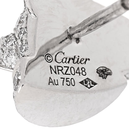 Cartier 18K White Gold Diamond Onyx Emerald Panthere Earrings 4 of 4