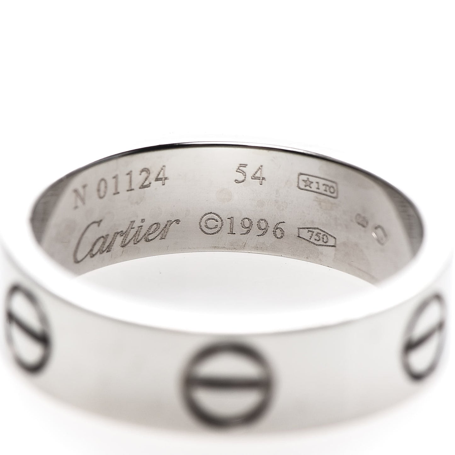18K White Gold 5.5mm LOVE Ring 54 6.75