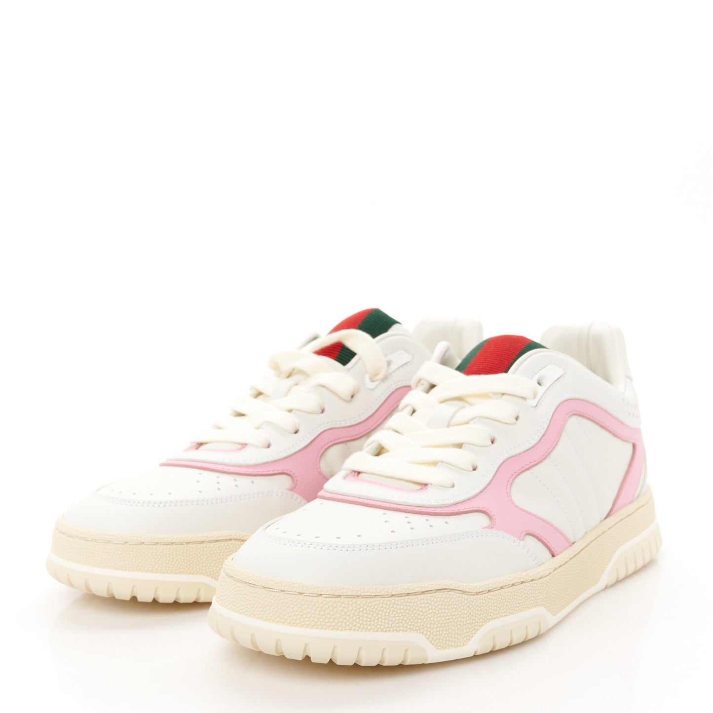 Calfskin Womens Re-Web Sneakers 39.5 White Pink