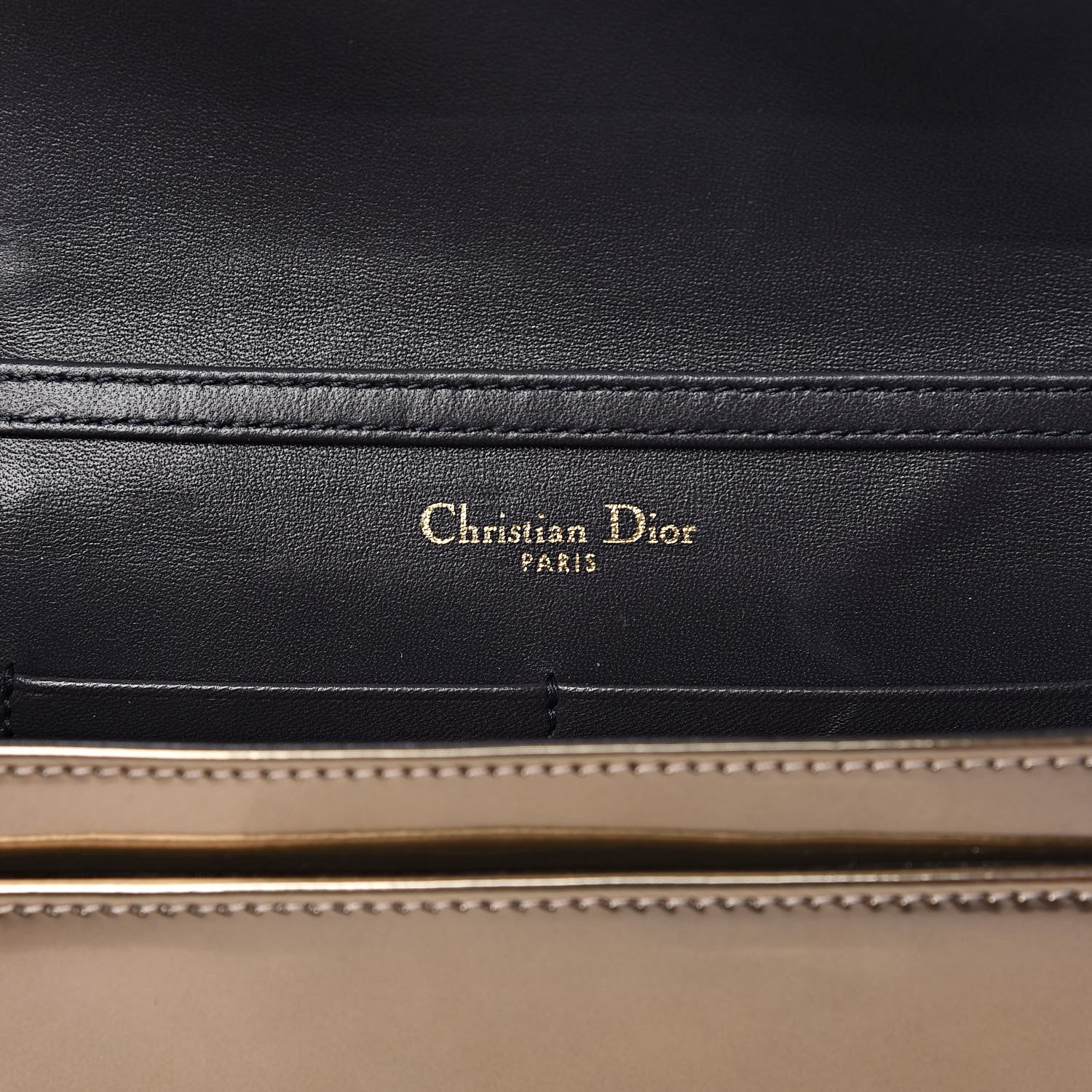 Christian Dior Metallic Patent Micro-Cannage Diorama Wallet on Chain Pouch Gold 6 of 13