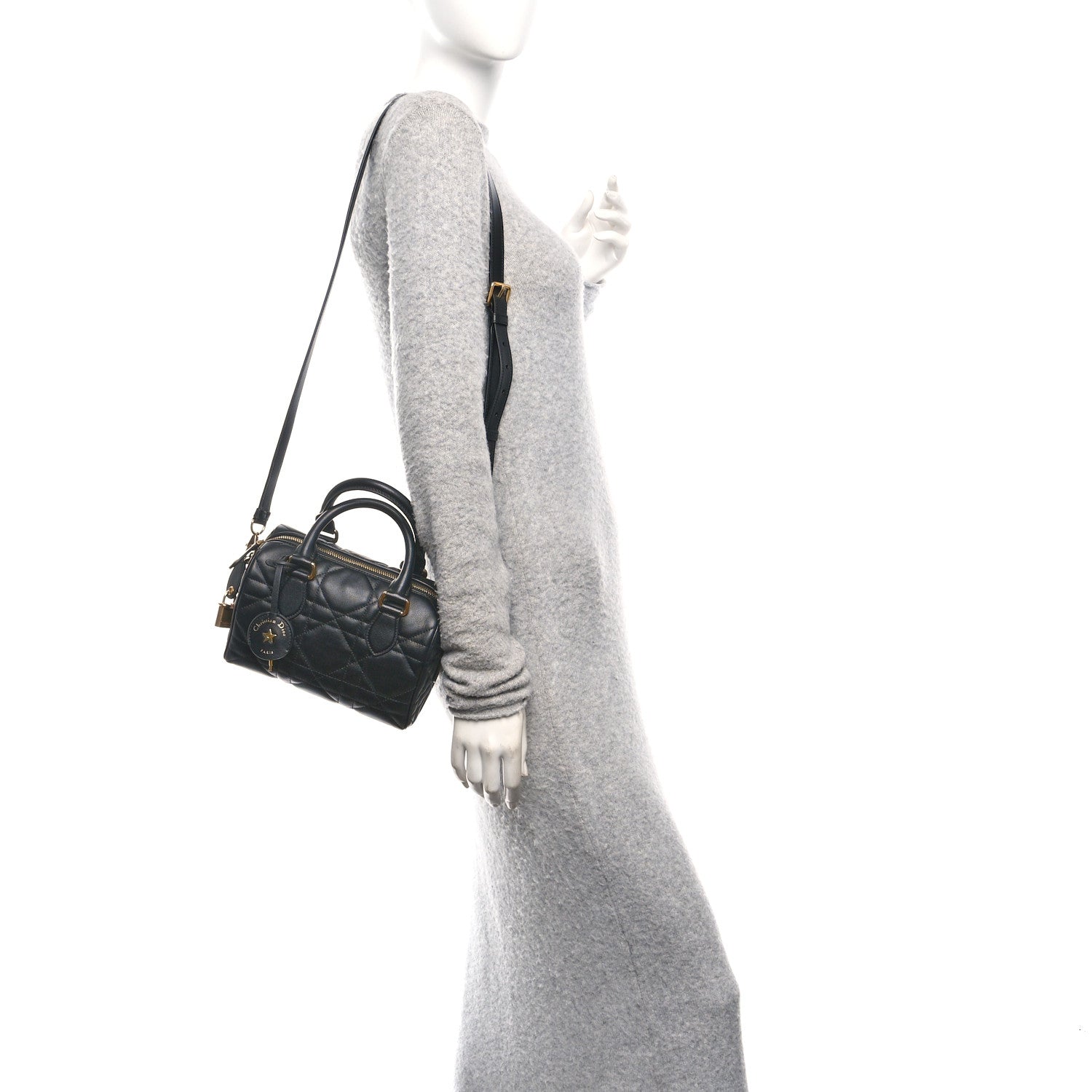 Christian Dior Calfskin Macrocannage Groove 20 Bag Black 2 of 10