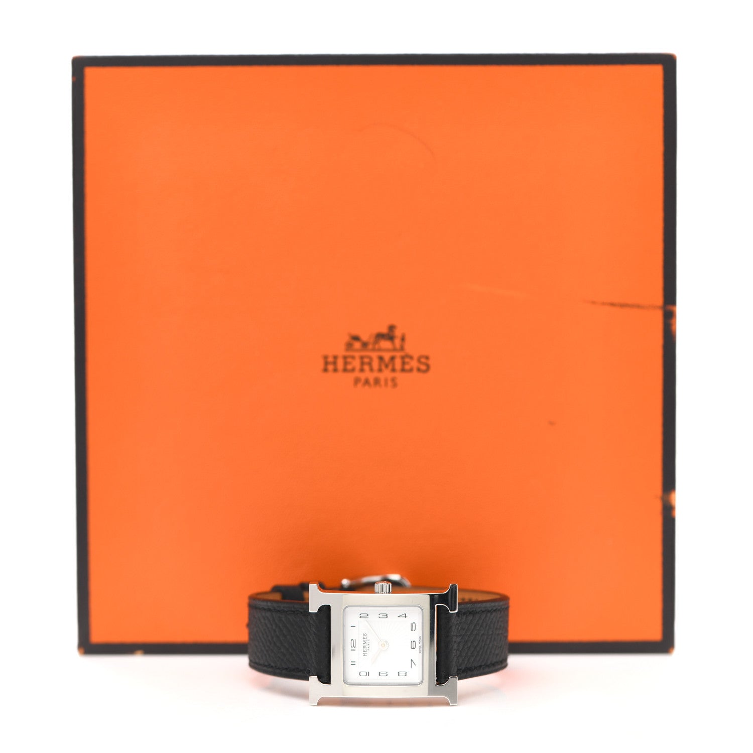 Hermes Stainless Steel Epsom 21mm Heure H Hour Quartz Watch Noir 10 of 10