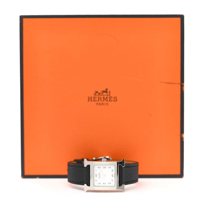 Hermes Stainless Steel Epsom 21mm Heure H Hour Quartz Watch Noir 10 of 10
