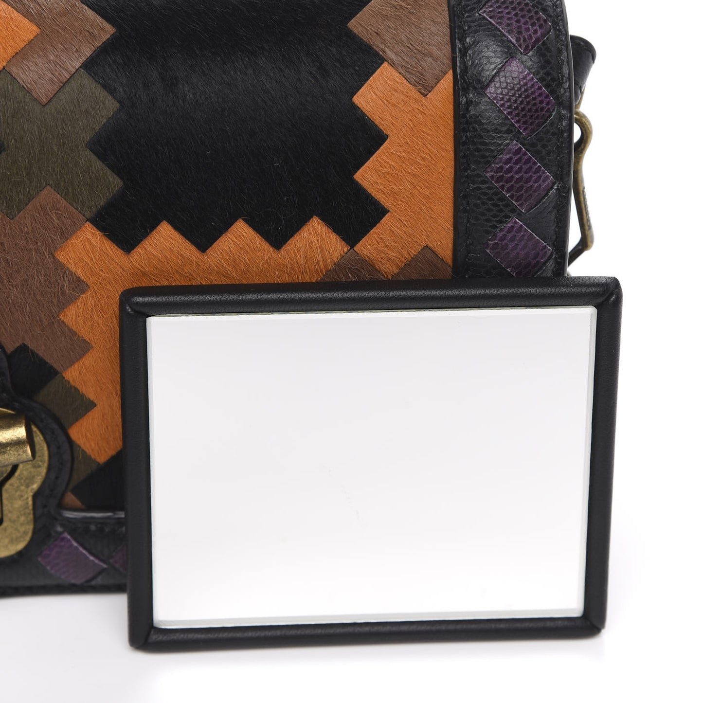 Pony Hair Karung BV Patch Knot Chain Clutch Black Monalisa Orange