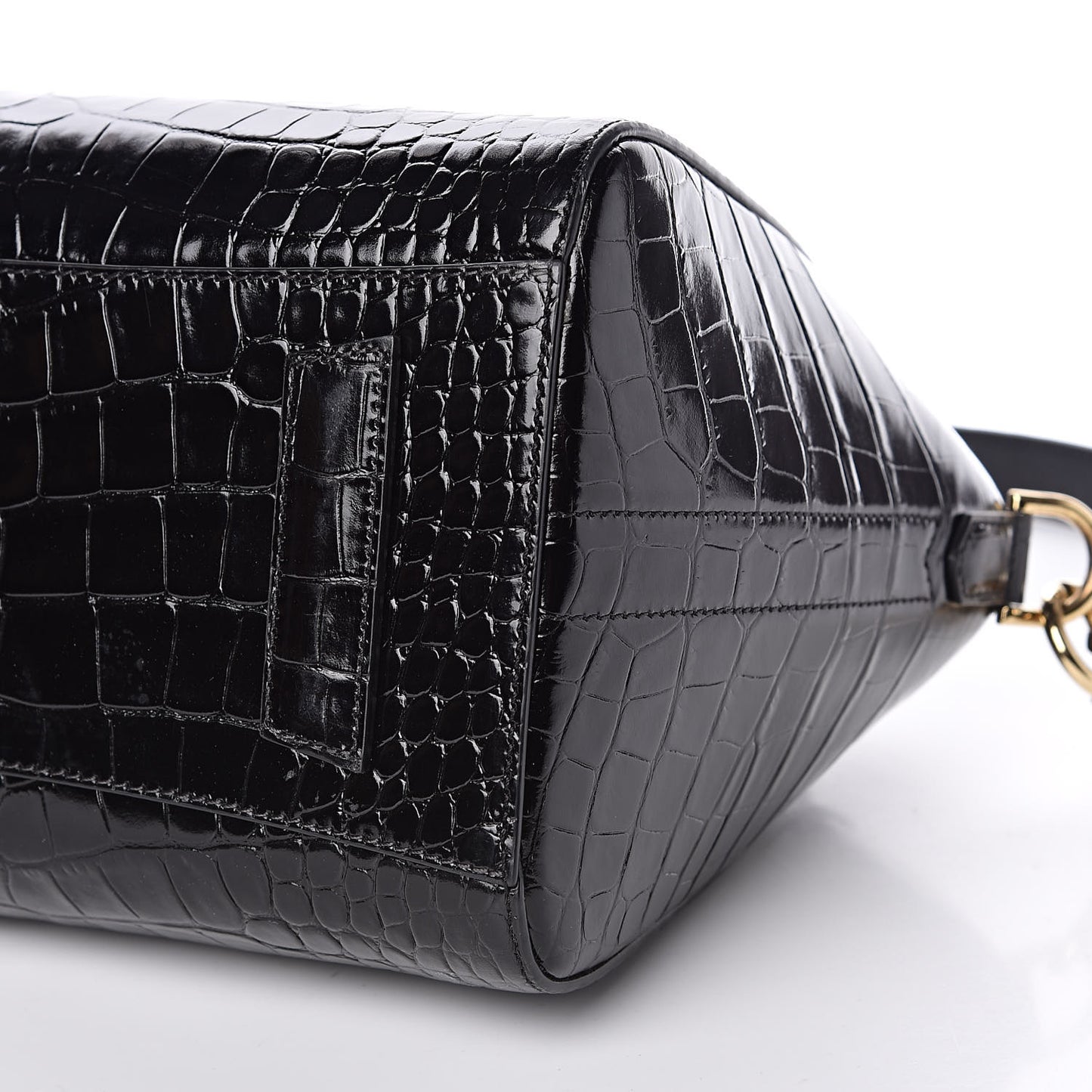 Calfskin Crocodile Embossed Small Antigona Black