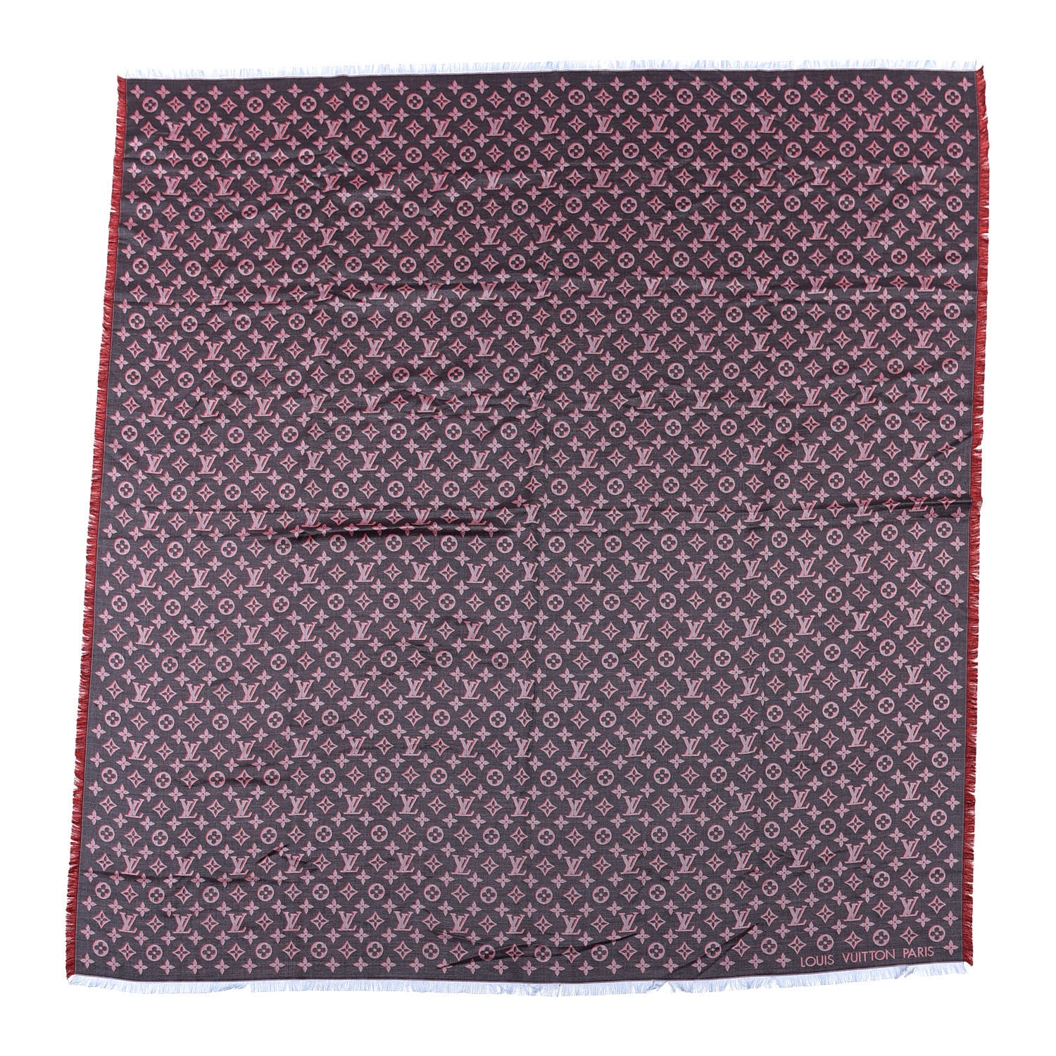 Louis Vuitton Silk 3D Monogram Shawl Charcoal Grey 1 of 4