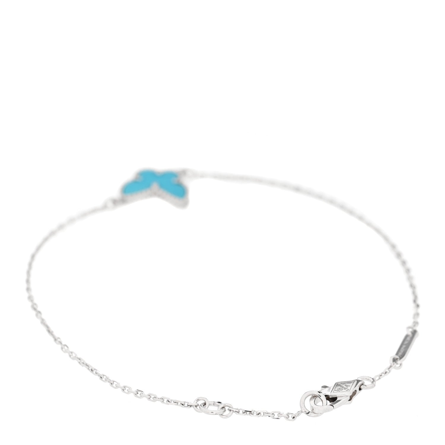 Van Cleef & Arpels 18K White Gold Turquoise Sweet Alhambra Butterfly Bracelet 2 of 6