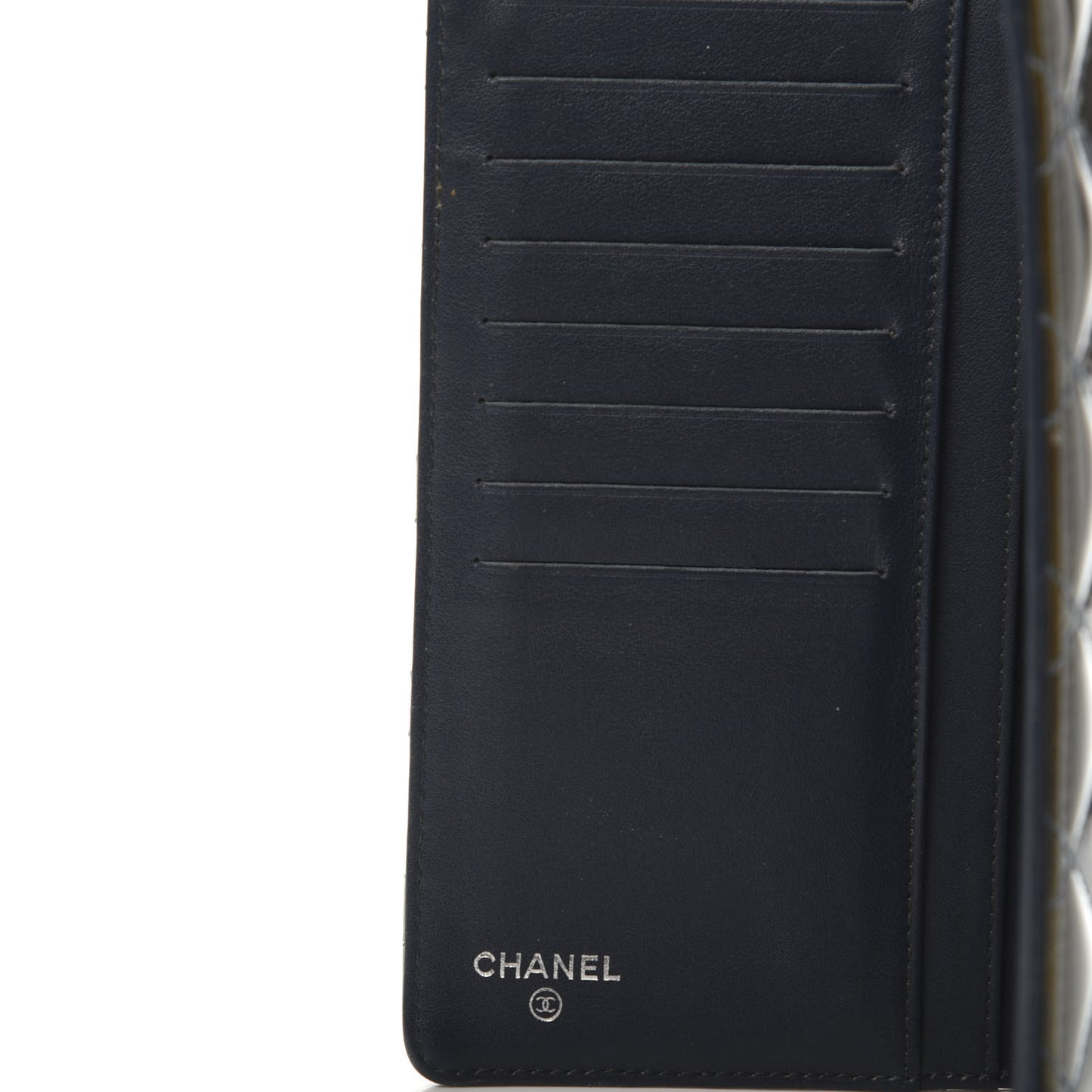 Patent Quilted Brilliant Yen Wallet Blue Fonce