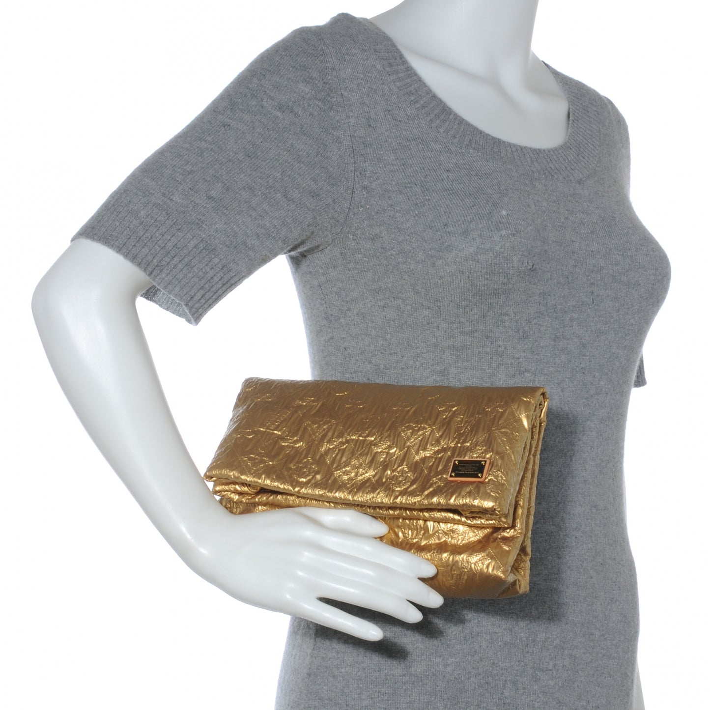 Jacquard Quilted Monogram Limelight Clutch PM Gold