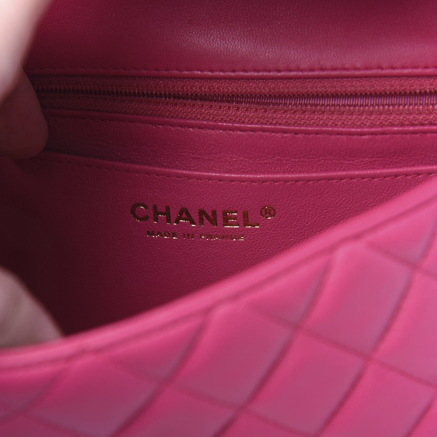 Lambskin Quilted Mini Rectangular Flap Dark Pink