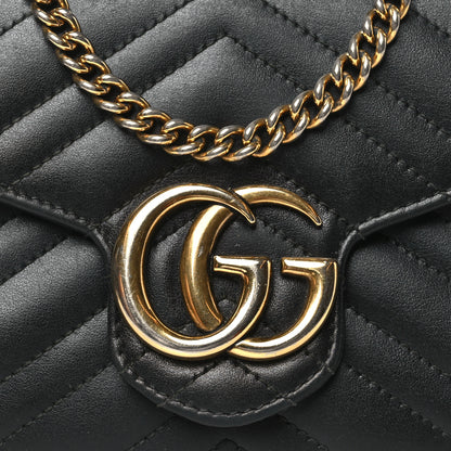 Gucci Calfskin Matelasse GG Marmont Chain Wallet Black 8 of 11