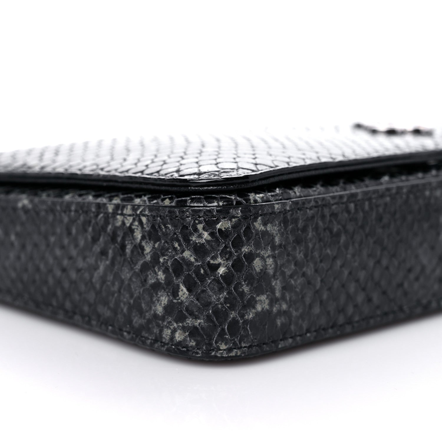 Jimmy Choo Elaphe Snakeskin Printed Wallet on Chain Anthracite 7 of 9