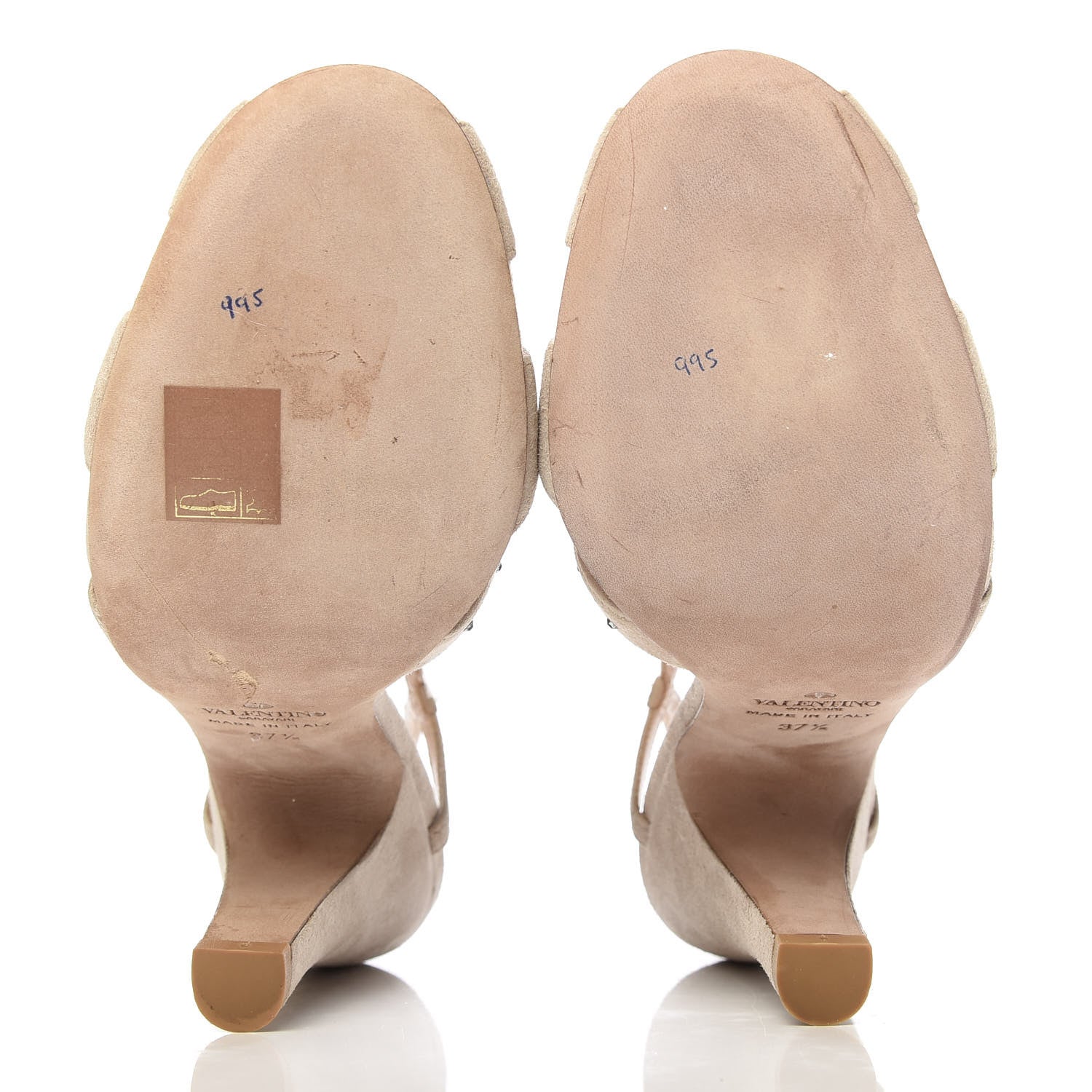 Valentino Garavani Suede Crystal Embellished Sandals 37.5 Poudre 5 of 8