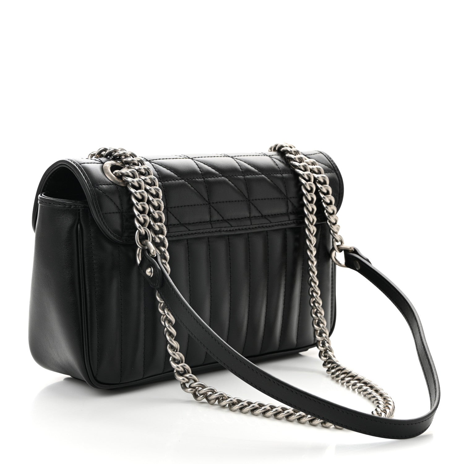 Gucci Calfskin Matelasse Aria Small GG Marmont Shoulder Bag Black 3 of 10