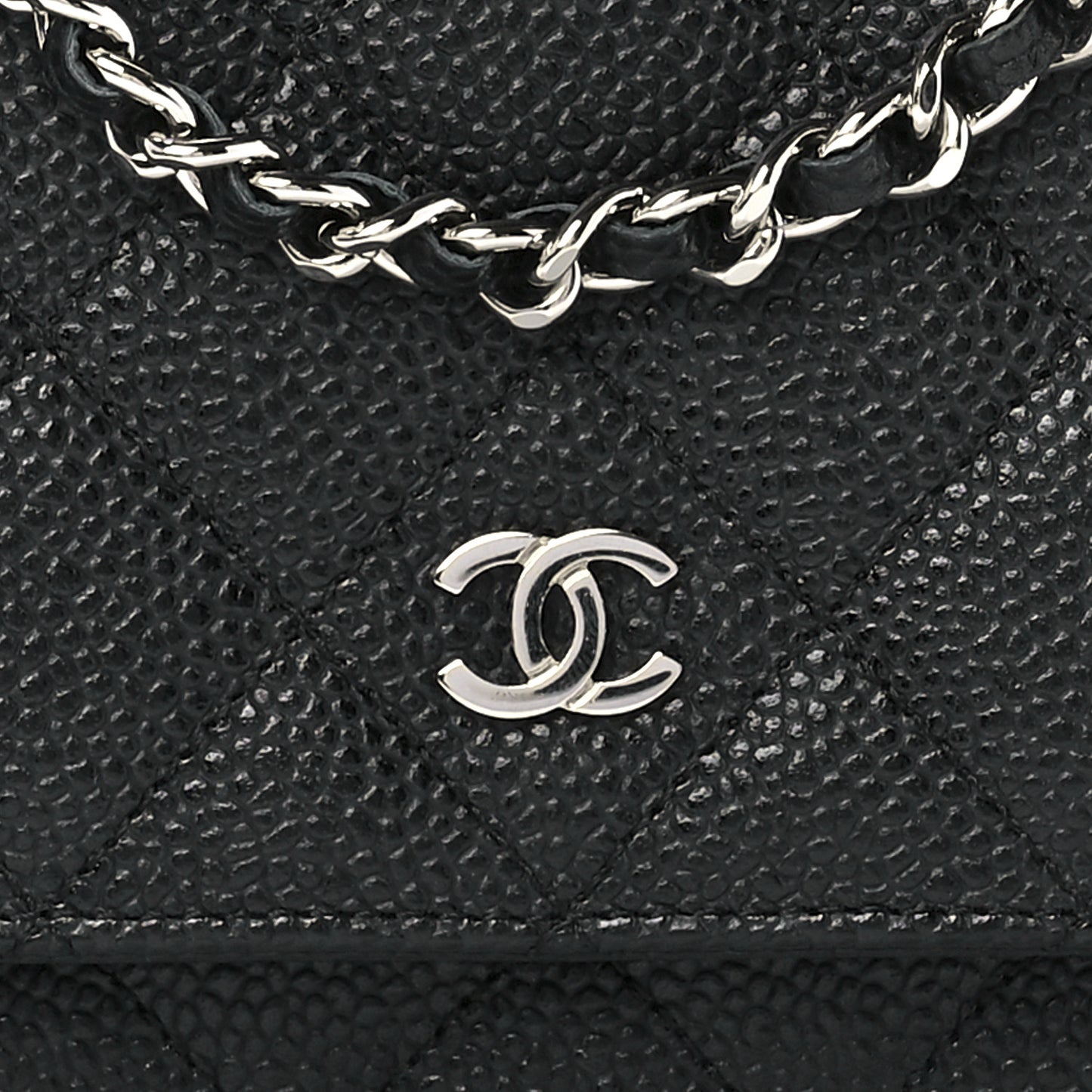 Caviar Quilted Wallet On Chain WOC Black