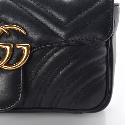 Gucci Calfskin Matelasse Mini GG Marmont Shoulder Bag Black 12 of 15