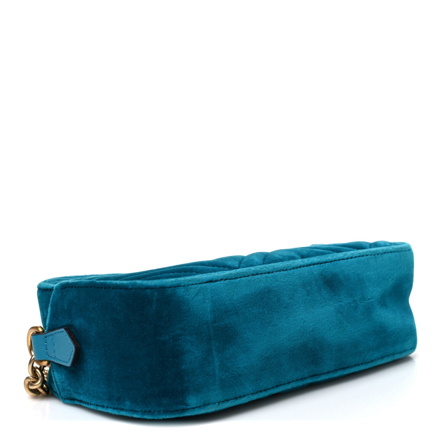 Gucci Velvet Matelasse Small GG Marmont Chain Shoulder Bag Pavone Cyan 3 of 9