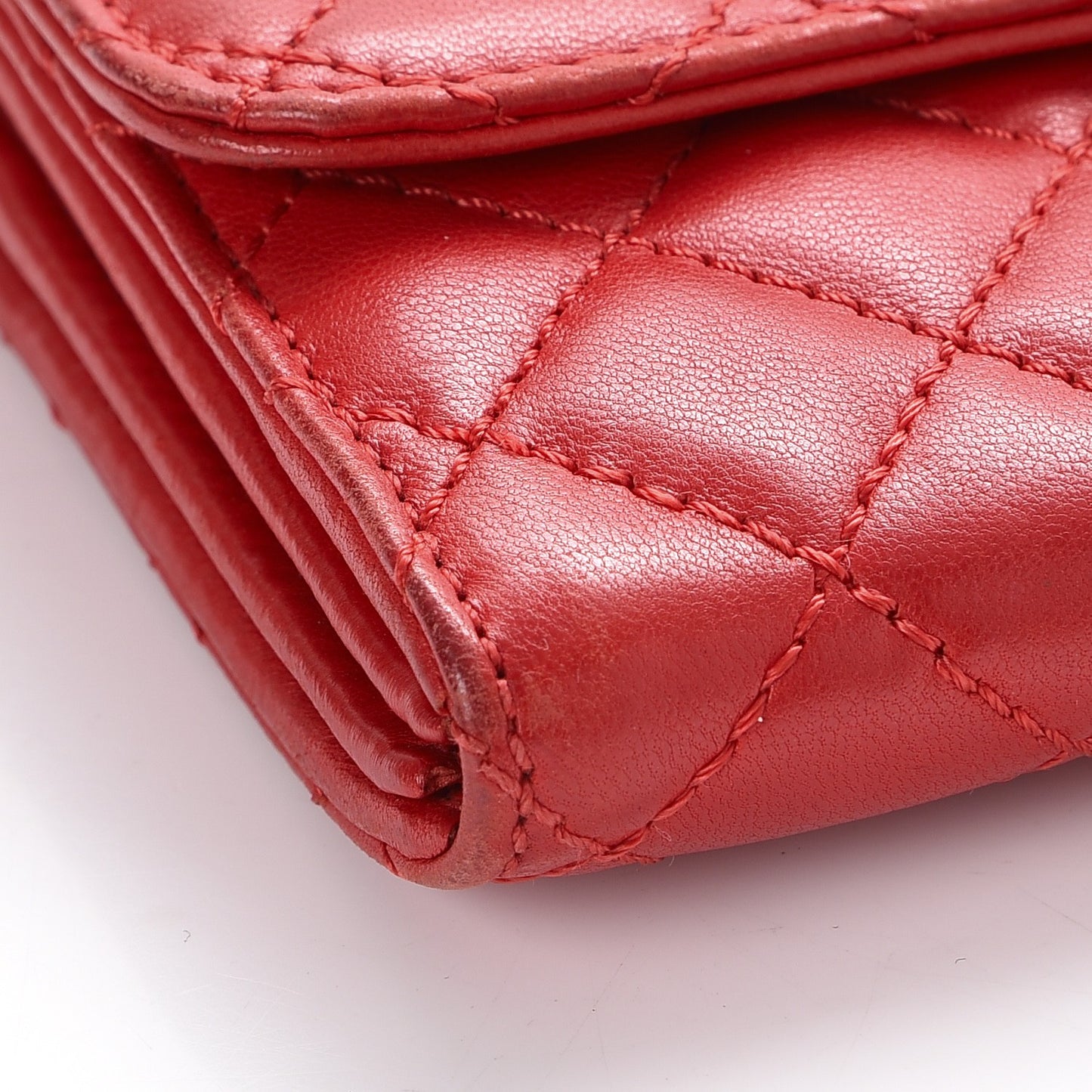 Lambskin Quilted Chain Clutch Flap Red